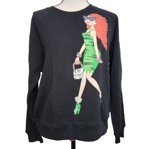 Moschino Cheap & Chic Sweatshirt NWT Black French Terry Size 10 L/S Shopper Girl